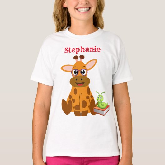 かわいいキリン眼鏡 Tシャツ (正面)