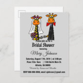 かわいいキリン結婚の漫画 インビテーションポストカード (正面/裏面)