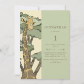 かわいいキリン誕生日パーティーの招待状 招待状 (正面)