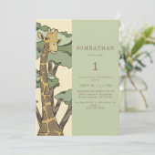 かわいいキリン誕生日パーティーの招待状 招待状 (スタンド正面)