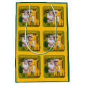 かわいいキリン誕生日写真カスタマイズ可能 ミディアムペーパーバッグ (正面)