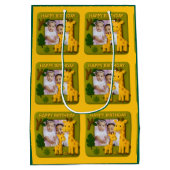 かわいいキリン誕生日写真カスタマイズ可能 ミディアムペーパーバッグ (裏面)