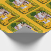 かわいいキリン誕生日写真カスタマイズ可能 ラッピングペーパー (角)