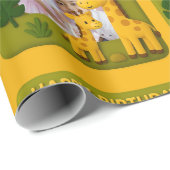 かわいいキリン誕生日写真カスタマイズ可能 ラッピングペーパー (ロールコーナー)