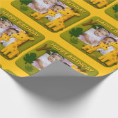 かわいいキリン誕生日写真カスタマイズ可能 ラッピングペーパー (角)