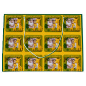 かわいいキリン誕生日写真カスタマイズ可能 ラージペーパーバッグ (正面)