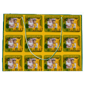 かわいいキリン誕生日写真カスタマイズ可能 ラージペーパーバッグ (裏面)