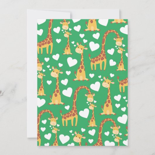 かわいいキリン赤ちゃんシャワーサファリ男女兼用 招待状 (裏面)