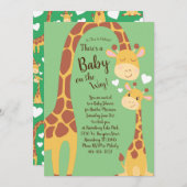 かわいいキリン赤ちゃんシャワーサファリ男女兼用 招待状 (正面/裏面)