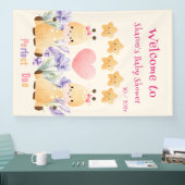 かわいいキリン赤ちゃんシャワーバナー |ツインベビーシャワー 横断幕 (トレードショー)