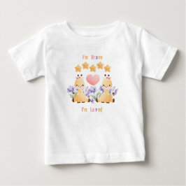 かわいいキリン赤ちゃんTシャツ|勇気がある - 愛されている ベビーTシャツ