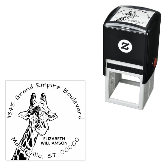 かわいいキリン野生アフリカ動物差出人住所 セルフインキングスタンプ (インサイチュ)