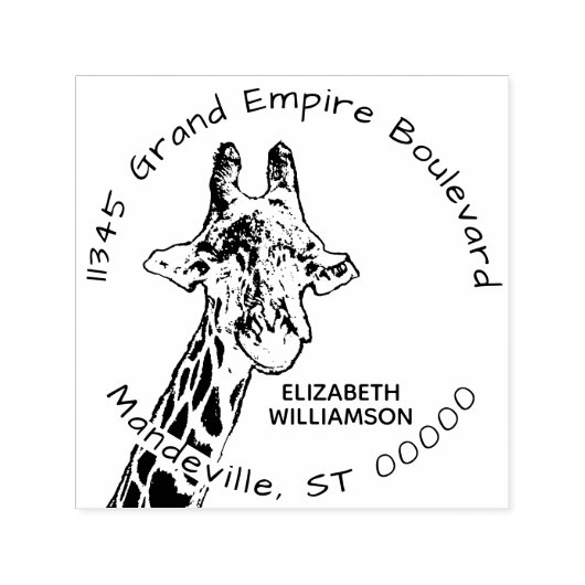かわいいキリン野生アフリカ動物差出人住所 セルフインキングスタンプ (デザイン)