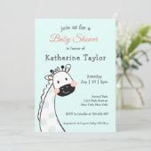 かわいいキリン青ベビーシャワー招待状 招待状 (スタンド正面)