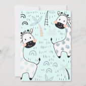 かわいいキリン青ベビーシャワー招待状 招待状 (裏面)