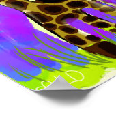 かわいいキリン食べベビーのAリーフアート ポスター (角)