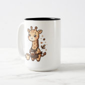 かわいいキリン2トーン コーヒーマグ ツートーンマグカップ (正面左)