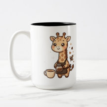 かわいいキリン2トーン コーヒーマグ