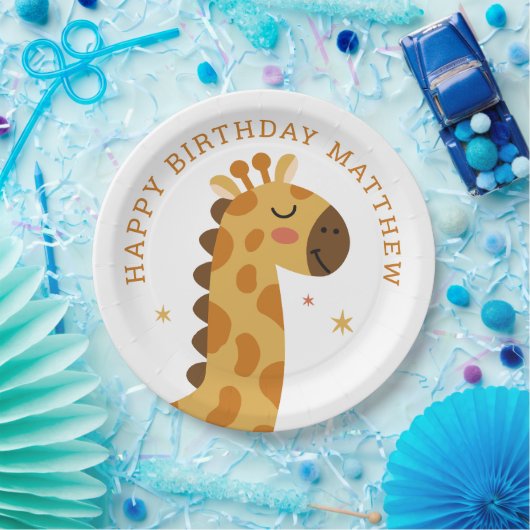 かわいいキリン。アニマルおもしろいサファリ子供の誕生日 ペーパープレート (パーティー)