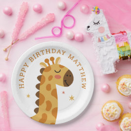 かわいいキリン。アニマルおもしろいサファリ子供の誕生日 ペーパープレート