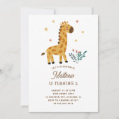 かわいいキリン。サファリおもしろいー動物子供の誕生日 招待状 (正面)