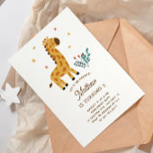 かわいいキリン。サファリおもしろいー動物子供の誕生日 招待状