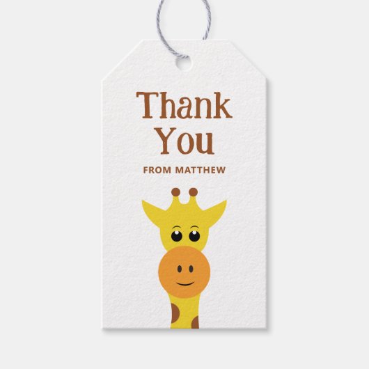 かわいいキリン。サファリ動物園の動物の誕生日感謝していあなた ギフトタグ (正面)