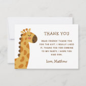 かわいいキリン | サファリ ジャングル キッズ バースデーパーティー サンキューカード (正面)