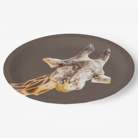 かわいいキリン・ジャングル動物写真 ペーパープレート (アングル)