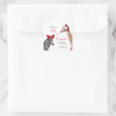 かわいいキリン&ゼブラワイルドクリスマス スクエアシール (バッグ)