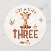 かわいいキリン・ゼブラ3-4ヶ月ベビーマイルストーンサイン (正面)