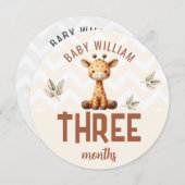 かわいいキリン・ゼブラ3-4ヶ月ベビーマイルストーンサイン (正面/裏面)