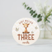 かわいいキリン・ゼブラ3-4ヶ月ベビーマイルストーンサイン (スタンド正面)