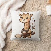 かわいいキリン バリスタ エプロン スロー枕 クッション (ブランケット)