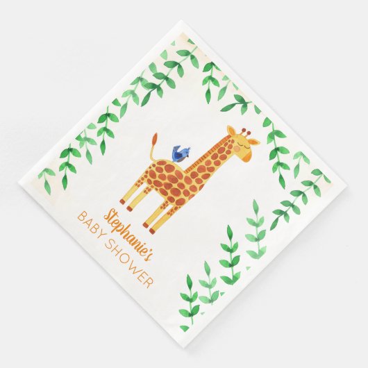 かわいいキリン&バードベビーシャワーパーソナライズされた (コーナー)