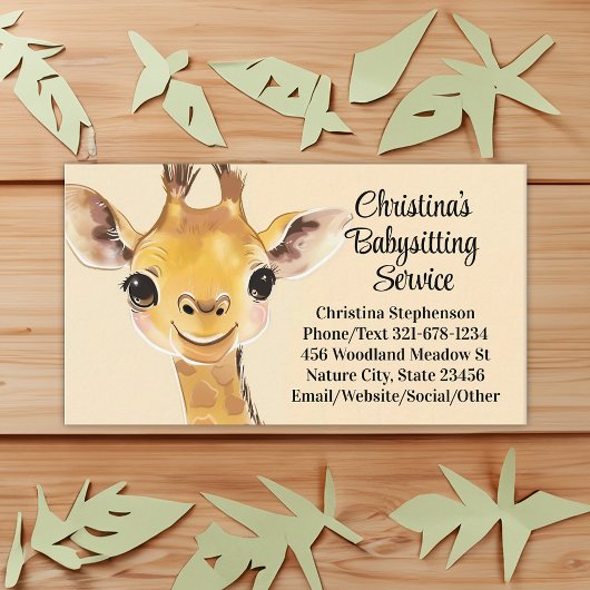 かわいいキリン・ベビーシッター・ナニー・チャイルドケアサービス 名刺