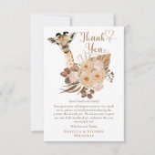 かわいいキリン・ボホ乾燥した草の赤ちゃん感謝していシャワー サンキューカード (正面)