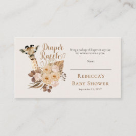 かわいいキリン・ボホ赤ちゃんシャワーおむつラッフル エンクロージャーカード