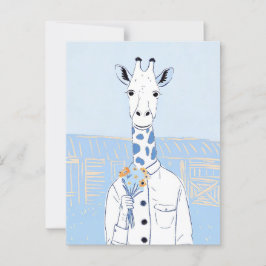 かわいいキリン ライトブルー ポップアート ポストカード