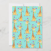 かわいいキリン 女の子の1歳誕生日パーティー 招待状 (裏面)