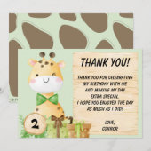 かわいいキリン 幼児向け サンキューカード (正面/裏面)