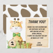 かわいいキリン 幼児向け サンキューカード (正面/裏面)