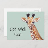 かわいいキリン 早期回復 お名前入り ポストカード (正面/裏面)