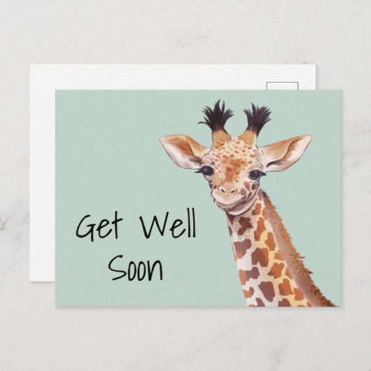 かわいいキリン 早期回復 お見舞いカード - オーダーメイド可能! ポストカード (正面/裏面)