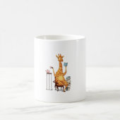 かわいいキリン、本、お茶のプレゼント コーヒーマグカップ (中央)