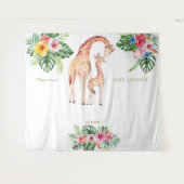 かわいいキリン 花柄 ベビーシャワー フォトブース プロップ タペストリー (正面(横))