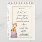 かわいいキリン 赤ちゃん歓迎会 招待状 (正面/裏面)