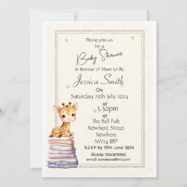 かわいいキリン 赤ちゃん歓迎会 招待状