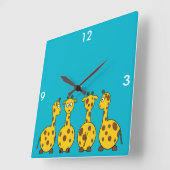 かわいいキリン、野生動物 スクエア壁時計 (傾斜)