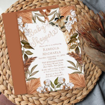 かわいいキリンBOHO乾燥した草赤ちゃんシャワー箔